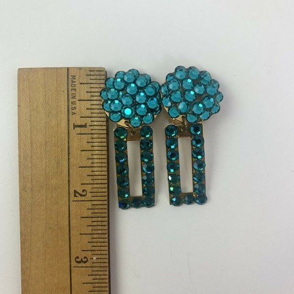 Michele Sugar Glitzy Bling Clip On Blue Earrings - Picture 4 of 5